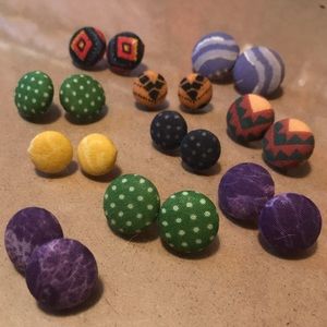 Assorted button earrings (10 pairs)